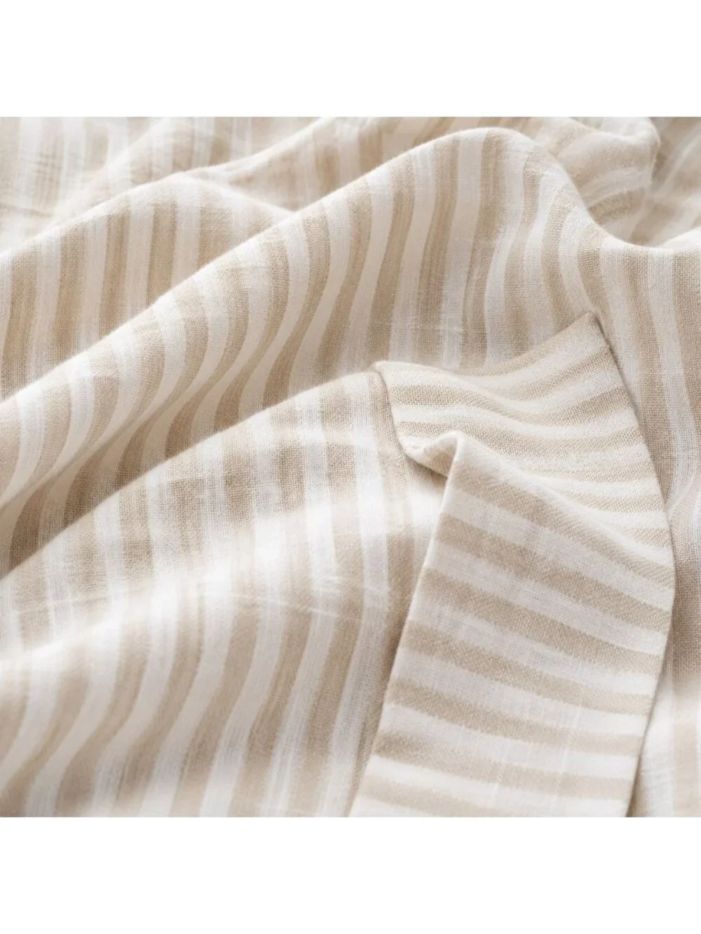S34 | Quince European Linen Duvet Cover Set King Cal King Natural/White Stripe N